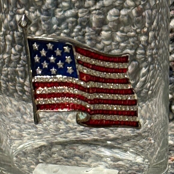 The Queen's Jewels American Flag Jeweled Double Old-Fashioned Glassware 14oz - Picture 2 of 7